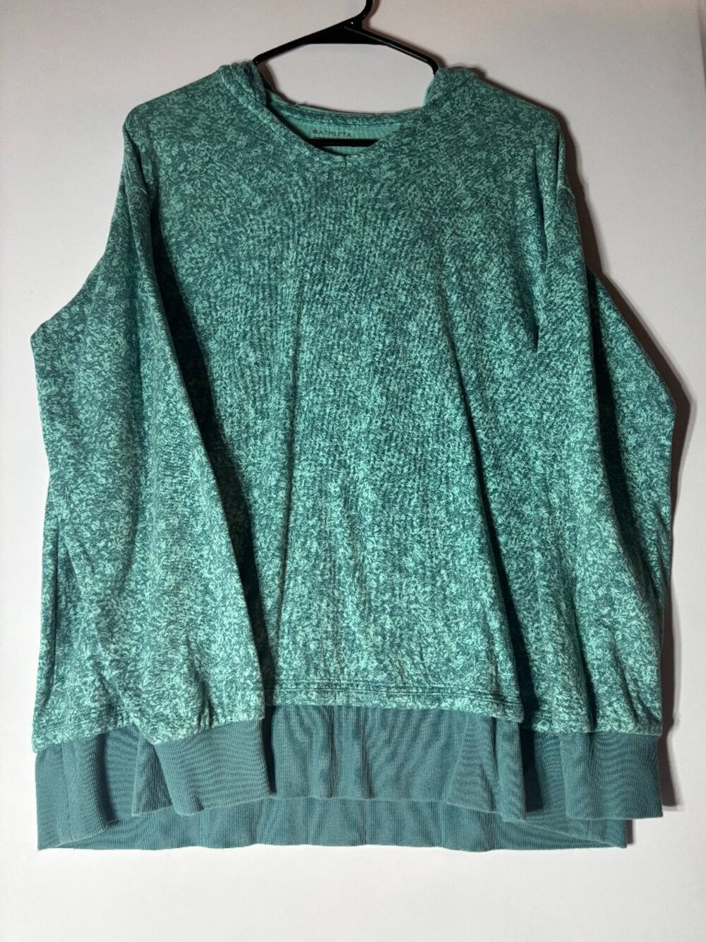 Athleta Emerald Green Printed Long Sleeve Pullover Hoodie - Size XS